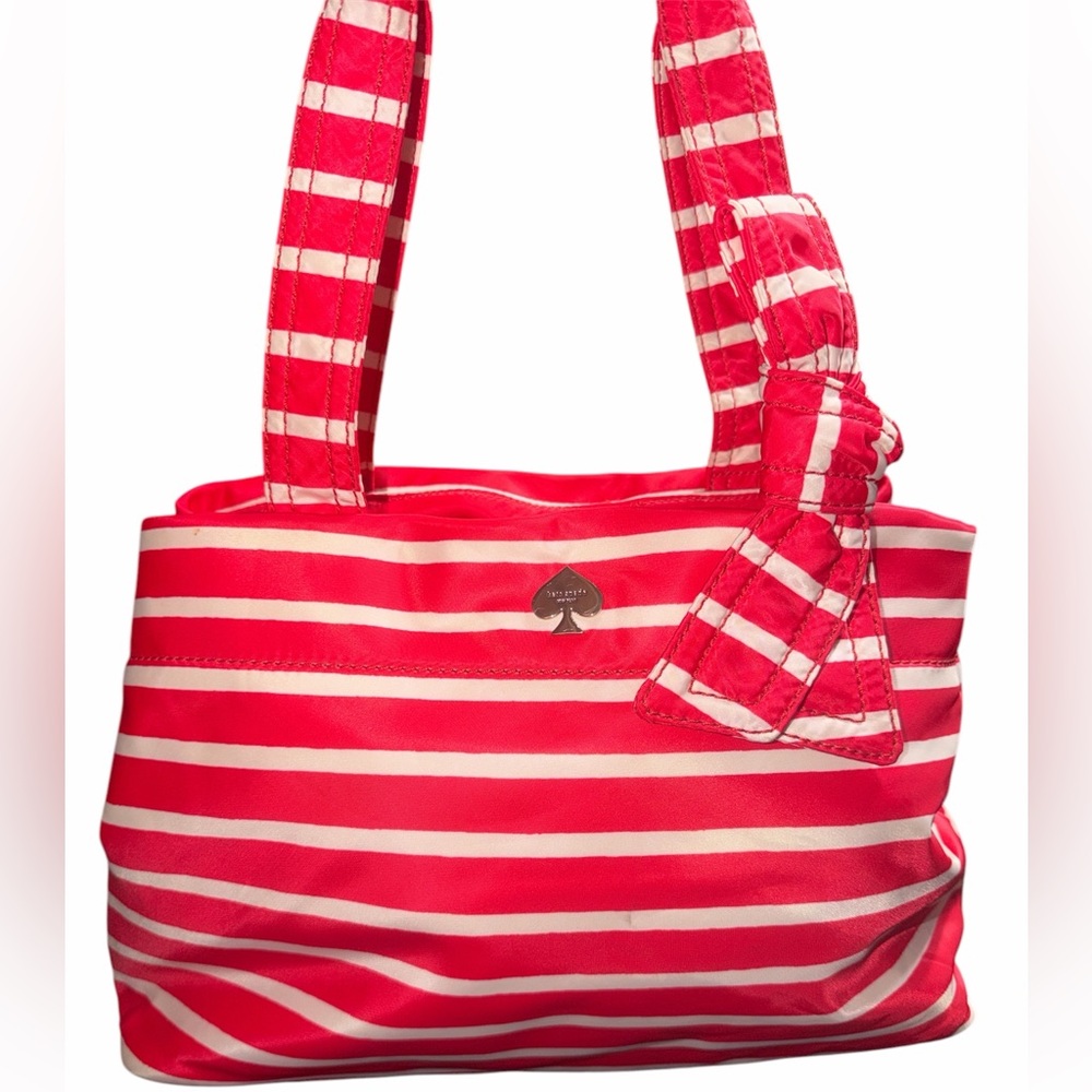 kate spade New York, flat iron red and White Striped Tote Bag